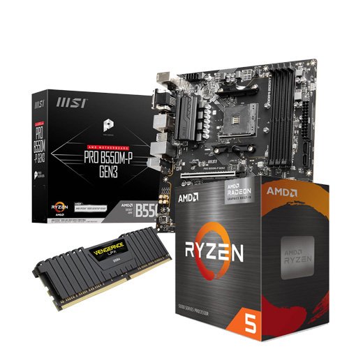 MSI PRO B550M-P GEN3, AMD Ryzen 5 5600G BOX, Corsair Vengeance LPX 8GB DDR4 3200MHZ Memory Combo Deal