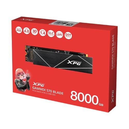 ADATA XPG 8TB GAMMIX S70 Blade PCIe Gen4x4 M.2 2280 SSD AGAMMIXS70B-8000G-CS