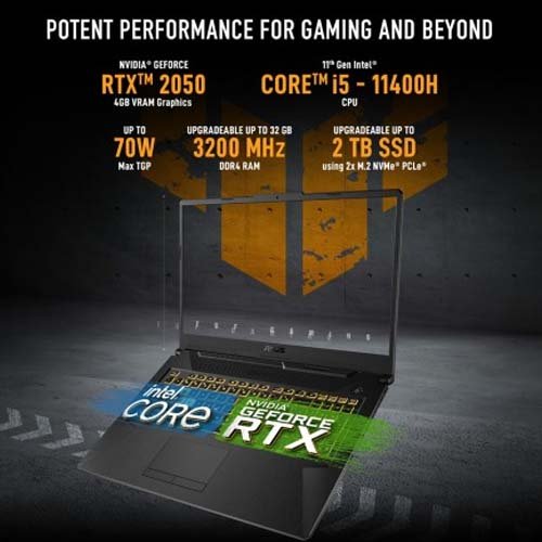 ASUS 17.3 Inch i5-11400H RTX2050 16GB RAM 512GB SSD Gaming Laptop FX706HF-NY040W
