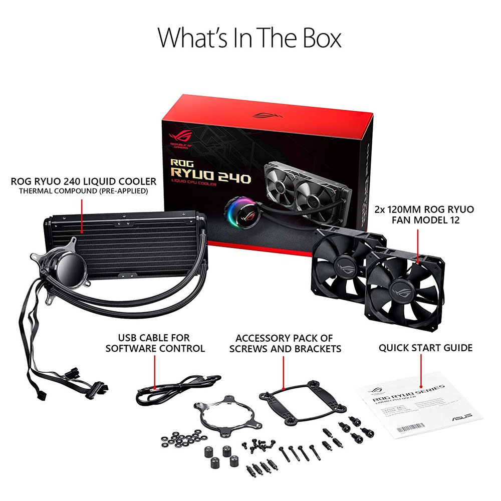 ASUS ROG Ryuo 240 all-in-one liquid CPU cooler with color OLED 5 ASUS ROG Ryuo 240 all-in-one liquid CPU cooler with color OLED