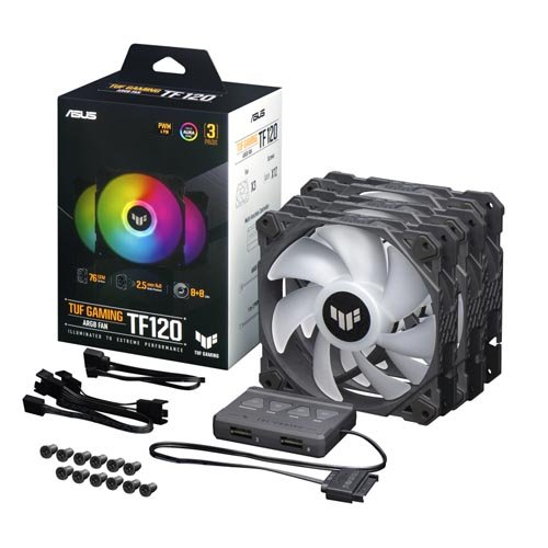 ASUS TUF Gaming TF120 ARGB Fan – Triple Fan Kit with ARGB Controller