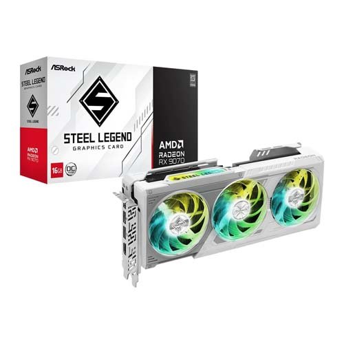 ASrock AMD Radeon RX 9070 Steel Legend White 16GB OC Graphic Card RX9070 SL 16GO