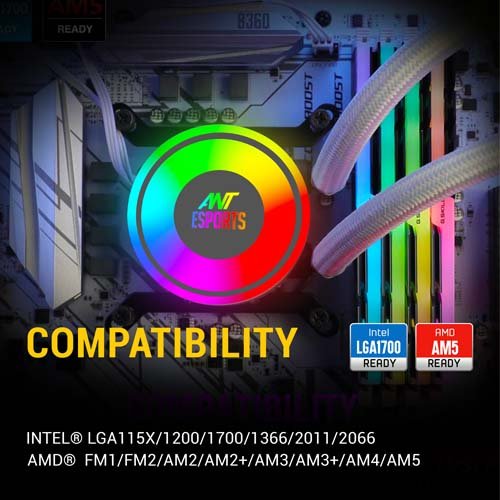 Ant Esports ICE-240 240mm Addressable RGB 2600RPM AIO I CPU Liquid Cooler White AESP0325