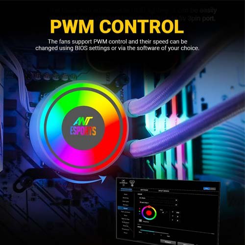 Ant Esports ICE-360 360mm Addressable RGB 2600RPM AIO I CPU Liquid Cooler White AESP0326