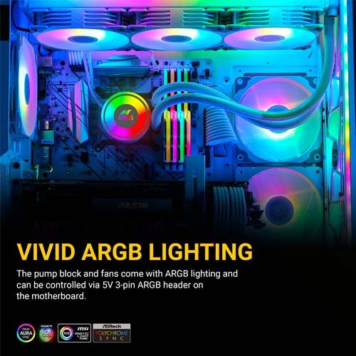 Ant Esports ICE-360 360mm Addressable RGB 2600RPM AIO I CPU Liquid Cooler White AESP0326