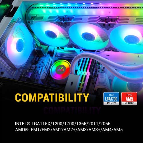 Ant Esports ICE-360 360mm Addressable RGB 2600RPM AIO I CPU Liquid Cooler White AESP0326