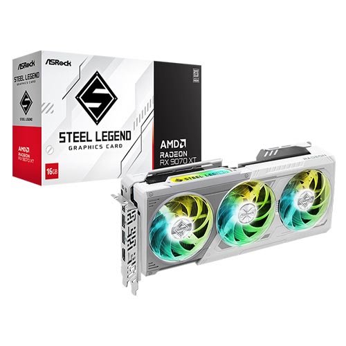 Asrock AMD Radeon RX 9070 XT Steel Legend White 16GB Graphic Card RX9070XT SL 16G
