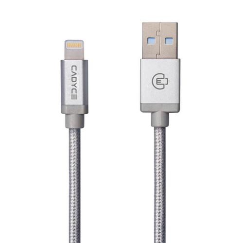 Cadyce USB Sync Lightning cable for iPod, iPhone & iPad  (2M) (Cotton Braided/METAL Connector) BLACK