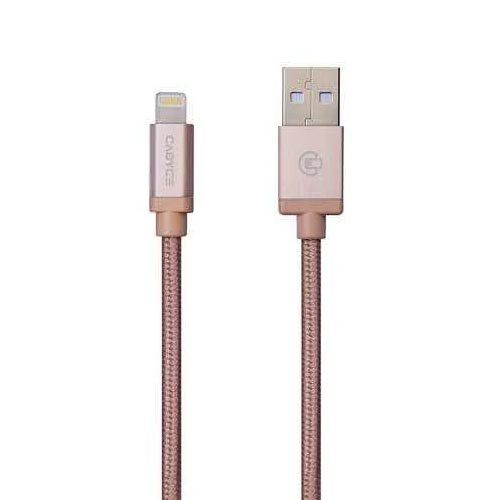 Cadyce USB Sync Lightning cable for iPod, iPhone & iPad  (1.2M) (Cotton Braided/METAL Connector) ROSE GOLD