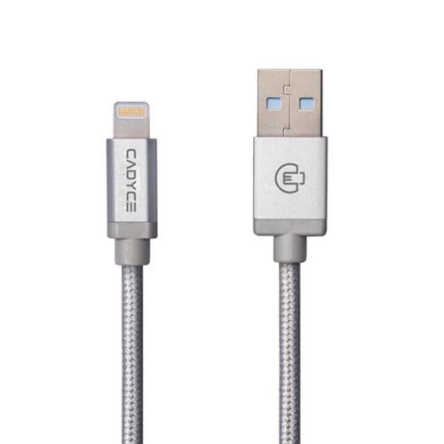 Cadyce USB Sync Lightning cable for iPod, iPhone & iPad  (1.2M) (Cotton Braided/METAL Connector) SILVER