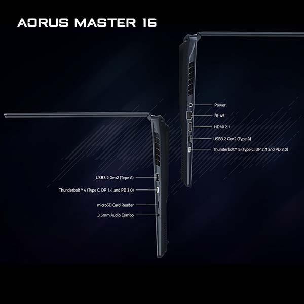 Gigabyte AORUS MASTER 16 16 inch Intel Ultra 9 275HX RTX 5080 16GB, 32GB DDR5 RAM 2TB SSD Gaming Laptop BYH-C5INE65SH 5 Gigabyte AORUS MASTER 16 16 inch Intel Ultra 9 275HX RTX 5080 16GB, 32GB DDR5 RAM 2TB SSD Gaming Laptop BYH-C5INE65SH