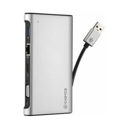 Cadyce USB-C Hub with Ethernet 4K HDMI VGA Port and PD Charging CA-CU3HVG – SPACE GRAY