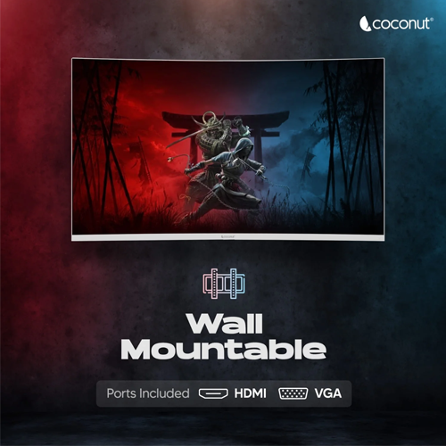 Coconut 27HDXC 27 inch Frameless Ultra Slim Curved Monitor, 100 Hz Refresh Rate, 1080p
