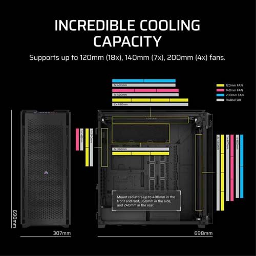 Corsair 9000D RGB Airflow Super Full Tower ATX Cabinet Black CC-9011273-WW
