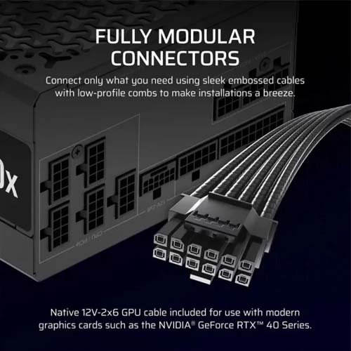 Corsair RM850X 850W ATX 3.1 compliant PCIe 5 Corsair RM850X 850W ATX 3.1 compliant PCIe 5.1 Fully Modular Power Supply CP-9020270-IN