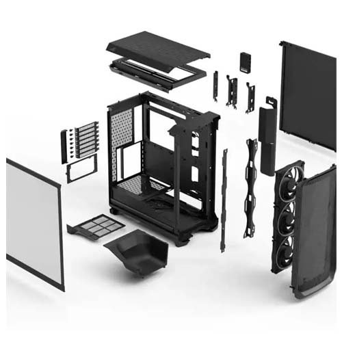 Fractal Design Meshify 3 Ambience Pro RGB Light Tinted TG Side Panel ATX Mid Tower Cabinet Black FD-C-MES3A-03 3 Fractal Design Meshify 3 Ambience Pro RGB Light Tinted TG Side Panel ATX Mid Tower Cabinet Black FD-C-MES3A-03