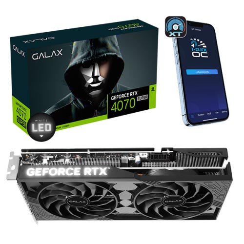 GALAX GeForce RTX 4070 SUPER 1-Click OC 2X 12GB GDDR6X Graphic Card 47SOM7MD9PSU