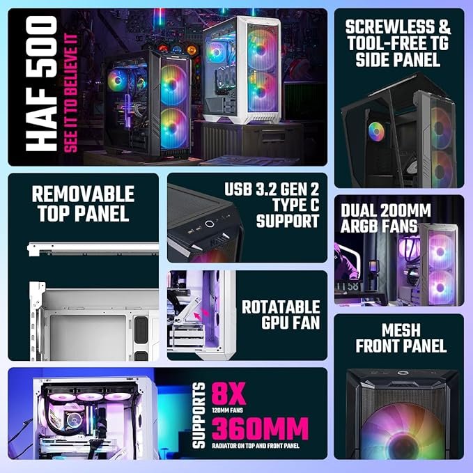 Cooler Master HAF 500 Series Black Cabinet H500-KGNN-S00