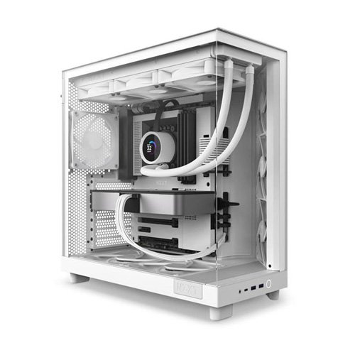 NZXT H6 Flow Compact Dual-Chamber Mid-Tower Airflow Case White CC-H61FW-01