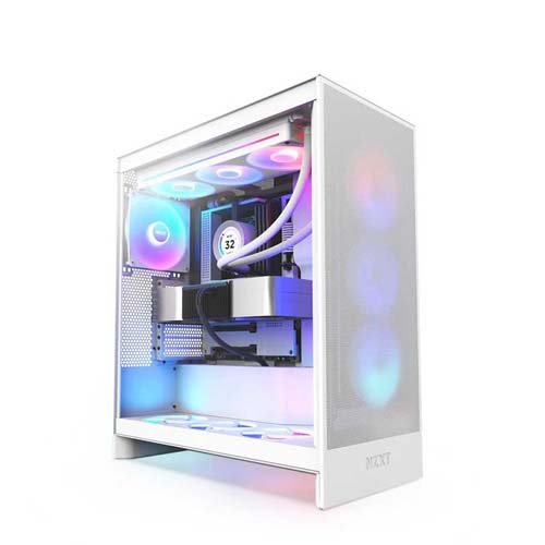 Nzxt H7 Flow RGB Atx Mid Tower Cabinet Matte White With RGB Fans CM-H72FW-R1