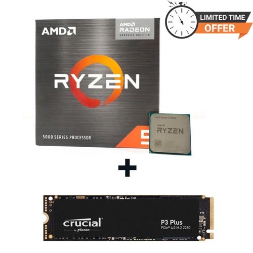 AMD Ryzen 5 5600G Processor   Crucial P3 Plus 500GB NVMe Gen 4 SSD