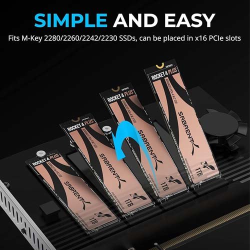 SABRENT 4-Drive M.2 NVMe SSD to PCIe 4 SABRENT 4-Drive M.2 NVMe SSD to PCIe 4.0 x16 Bifurcation Adapter Card with Active Cooling EC-P4BF
