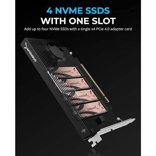SABRENT 4-Drive M.2 NVMe SSD to PCIe 4 SABRENT 4-Drive M.2 NVMe SSD to PCIe 4.0 x16 Bifurcation Adapter Card with Active Cooling EC-P4BF