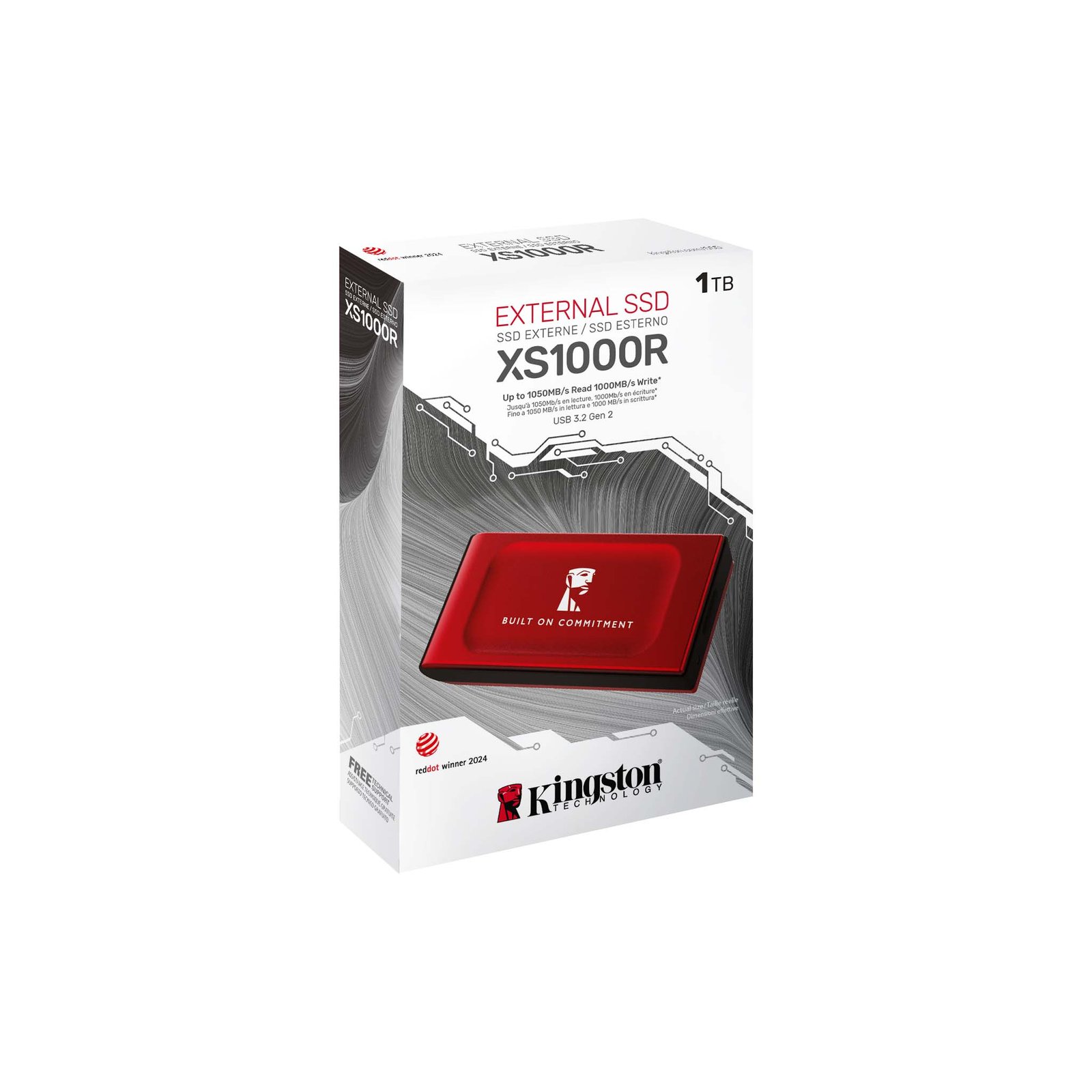 Kingston 1TB XS1000 USB-A 3 Kingston 1TB XS1000 USB-A 3.2 Gen 2 External SSD SXS1000R/1000GA