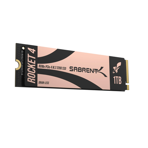 Sabrent 1TB Rocket 4 DRAM-LESS M.2 PCIe GEN 4 X4 NVMe Internal SSD Solid State Drive SB-RKT4L-1TB