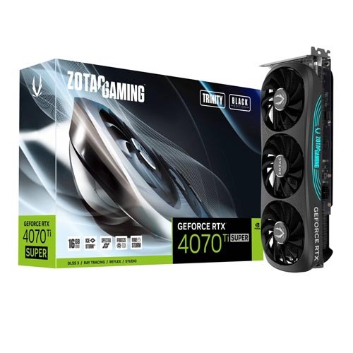 ZOTAC GAMING GeForce RTX 4070 Ti SUPER Trinity Black Edition 16GB GDDR6X Graphic Card ZT-D40730D-10P