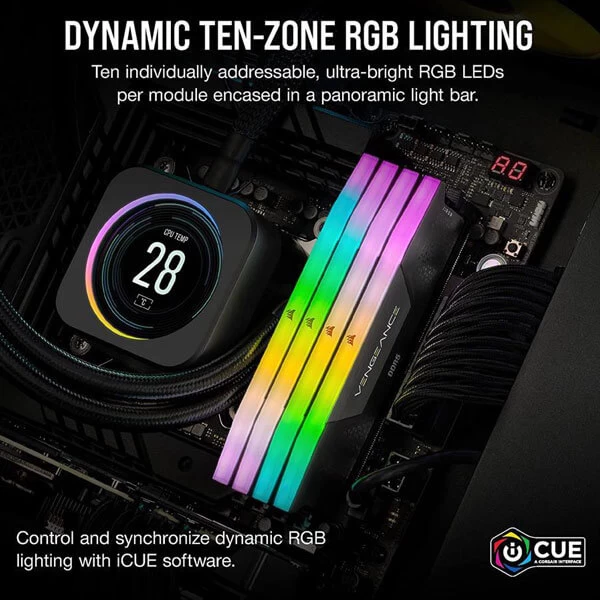 Corsair VENGEANCE RGB 32GB (2x16GB) DDR5 DRAM 7000MHz Memory Kit — Black CMH32GX5M2B7000C40