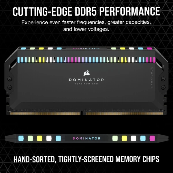 CORSAIR DOMINATOR PLATINUM RGB DDR5 32GB (16GBX2) 5600MHZ RAM (BLACK) CMT32GX5M2B5600C36 3 CORSAIR DOMINATOR PLATINUM RGB DDR5 32GB (16GBX2) 5600MHZ RAM (BLACK) CMT32GX5M2B5600C36