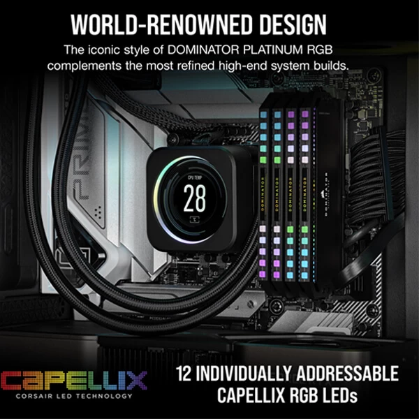 CORSAIR DOMINATOR PLATINUM RGB DDR5 32GB (16GBX2) 5600MHZ RAM (BLACK) CMT32GX5M2B5600C36